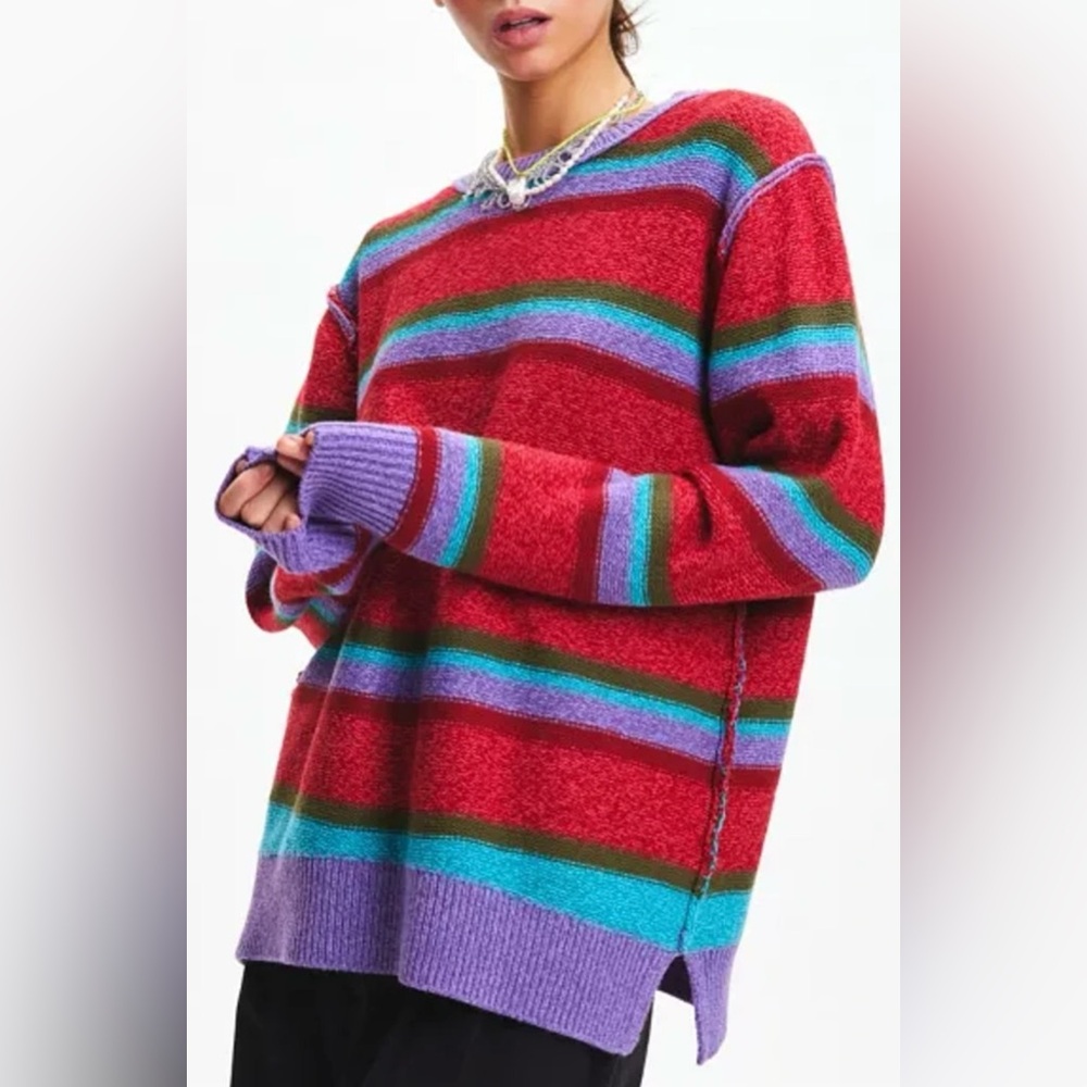 BDG Oaklyn Oversized Striped Crewneck Sweater